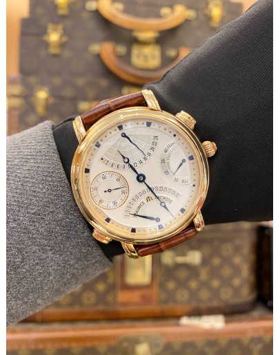 2019 MAURICE LACROIX MASTERPIECE CHRONOGRAPH 18K 750 YELLOW GOLD REF MP7018 WHITE DIAL 43MM AUTOMATIC WATCH