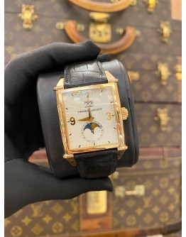 2017 GIRARD PERREGAUX VINTAGE 1945 MOONPHASE 18K 750 ROSE GOLD REF 2580 WHITE DIAL 32MM AUTOMATIC WATCH