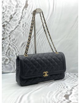 CHANEL FLAP SHOULDER BAG IN BLACK CAVIAR LEATHER
