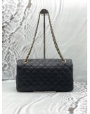 CHANEL FLAP SHOULDER BAG IN BLACK CAVIAR LEATHER