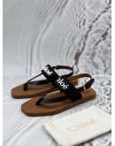 CHLOE WOODY FLAT SANDALS SIZE 41 IN BLACK AND WHITE WITH BROWN