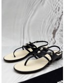 CHANEL PEARL SLINGBACK THONG SANDALS SIZE 41 IN BLACK CALFSKIN LEATHER