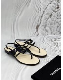 CHANEL PEARL SLINGBACK THONG SANDALS SIZE 41 IN BLACK CALFSKIN LEATHER