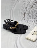 GUCCI CHAIN SLINGBACK THONG SANDALS SIZE 40 IN BLACK CALFSKIN LEATHER