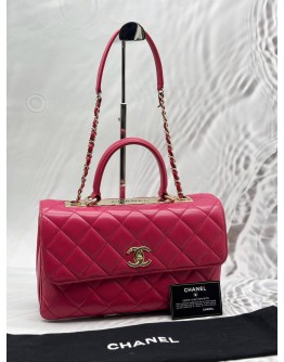 CHANEL TRENDY CC TOP HANDLE BAG IN PINK LAMBSKIN LEATHER
