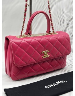CHANEL TRENDY CC TOP HANDLE BAG IN PINK LAMBSKIN LEATHER