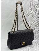 CHANEL JUMBO CLASSIC DOUBLE FLAP SHOULDER BAG IN BLACK CAVIAR LEATHER