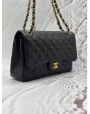 CHANEL JUMBO CLASSIC DOUBLE FLAP SHOULDER BAG IN BLACK CAVIAR LEATHER