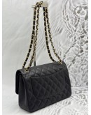 CHANEL JUMBO CLASSIC DOUBLE FLAP SHOULDER BAG IN BLACK CAVIAR LEATHER