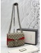 GUCCI DIONYSUS MINI CHAIN BAG IN BEIGE GG SUPREME CANVAS WITH RED SUEDE LEATHER -FULL SET-