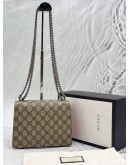 GUCCI DIONYSUS MINI CHAIN BAG IN BEIGE GG SUPREME CANVAS WITH RED SUEDE LEATHER -FULL SET-