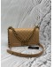 CHANEL MEDIUM BOY SHOULDER BAG IN METALLIC BEIGE CALFSKIN LEATHER