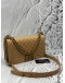 CHANEL MEDIUM BOY SHOULDER BAG IN METALLIC BEIGE CALFSKIN LEATHER