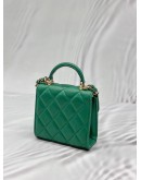 MICROCHIP CHANEL CC FLAP COIN PURSE IN GREEN LAMBSKIN LEATHER