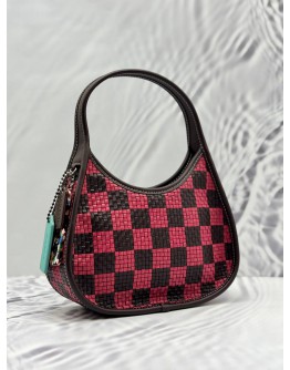 (LIKE NEW) COACHTOPIA BY COACH ERGO BAG IN PINK WITH DARK BROWN WOVEN CHECKERBOARD LEATHER