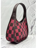 (LIKE NEW) COACHTOPIA BY COACH ERGO BAG IN PINK WITH DARK BROWN WOVEN CHECKERBOARD LEATHER
