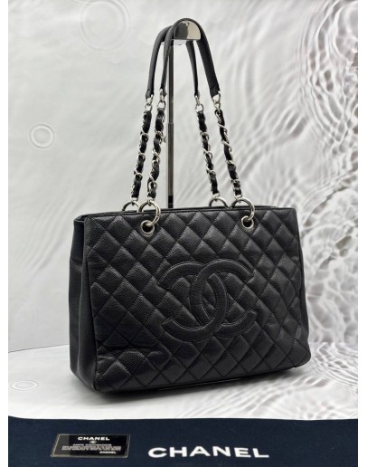 CHANEL GST GRAND SHOPPING TOTE BAG IN BLACK CAVIAR LEATHER