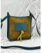 (LIKE NEW) LONGCHAMP LE FOULONNE SMALL CROSSBODY BAG IN OLIVE GREEN SUEDE LEATHER WITH PETROL GREEN CALFSKIN LEATHER