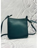 (LIKE NEW) LONGCHAMP LE FOULONNE SMALL CROSSBODY BAG IN OLIVE GREEN SUEDE LEATHER WITH PETROL GREEN CALFSKIN LEATHER