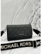 (UNUSED) MICHAEL KORS JET SET WALLET ON STRAP IN GREY SIGNATURE CANVAS WITH BLACK LEATHER