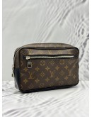 LOUIS VUITTON KASAI CLUTCH IN BROWN MONOGRAM MACASSAR CANVAS WITH BLACK LEATHER