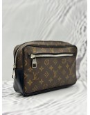 LOUIS VUITTON KASAI CLUTCH IN BROWN MONOGRAM MACASSAR CANVAS WITH BLACK LEATHER