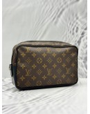 LOUIS VUITTON KASAI CLUTCH IN BROWN MONOGRAM MACASSAR CANVAS WITH BLACK LEATHER