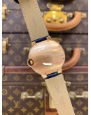 (LIKE NEW) 2017 CARTIER BALLON BLEU 18K 750 ROSE GOLD DIAMOND REF 3003 WHITE DIAL 36MM AUTOMATIC WATCH -FULL SET-