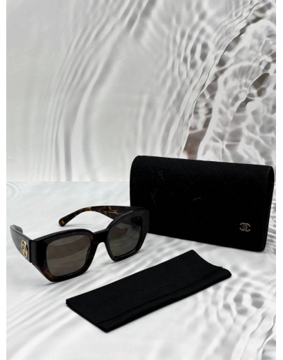 CHANEL CH5506 SUNGLASSES IN BLACK WITH BROWN