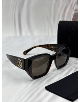 CHANEL CH5506 SUNGLASSES IN BLACK WITH BROWN