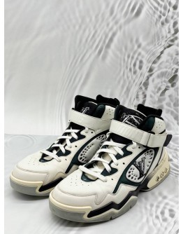 LOUIS VUITTON TRAINER 2 HIGH TOP SNEAKERS SIZE 9 IN WHITE WITH BLACK COLORWAY
