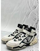 LOUIS VUITTON TRAINER 2 HIGH TOP SNEAKERS SIZE 9 IN WHITE WITH BLACK COLORWAY
