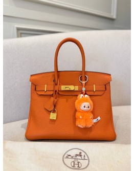 (LIKE NEW) 2018 HERMES BIRKIN 30 IN ORANGE TOGO LEATHER -FULL SET-