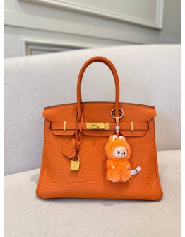 (LIKE NEW) 2018 HERMES BIRKIN 30 IN ORANGE TOGO LEATHER -FULL SET-