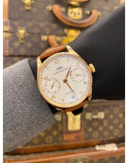 (UNUSED) IWC PORTUGUESE AUTOMATIC 18K 750 ROSE GOLD REF IW500113 WHITE DIAL 42MM AUTOMATIC WATCH -FULL SET-