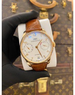 (UNUSED) IWC PORTUGUESE AUTOMATIC 18K 750 ROSE GOLD REF IW500113 WHITE DIAL 42MM AUTOMATIC WATCH -FULL SET-