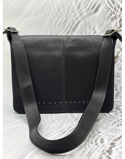 BRAUN BUFFEL MESSENGER IN BLACK LEATHER