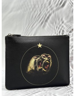 GIVENCHY LARGE MONKEY BROTHERS POUCH IN BLACK LEATHER