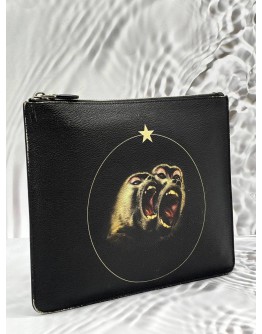 GIVENCHY LARGE MONKEY BROTHERS POUCH IN BLACK LEATHER