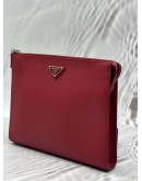 PRADA ZIP POUCH IN RED SAFFIANO LEATHER