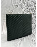 YSL SAINT LAURENT CASSANDRE DOCUMENT HOLDER POUCH IN DARK GREEN MATELASSE LEATHER