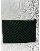 YSL SAINT LAURENT CASSANDRE DOCUMENT HOLDER POUCH IN DARK GREEN MATELASSE LEATHER