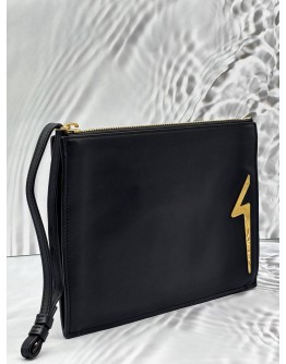 GIUSEPPE ZANOTTI ERNEST POUCH IN BLACK LEATHER