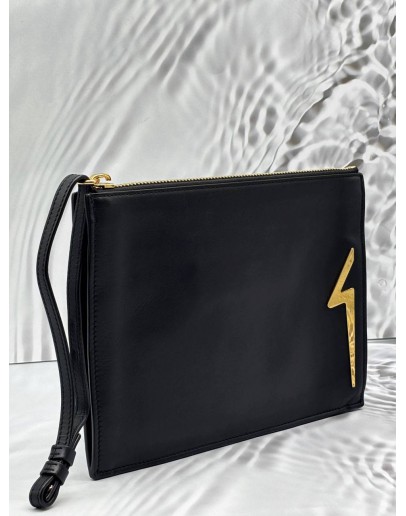 GIUSEPPE ZANOTTI ERNEST POUCH IN BLACK LEATHER