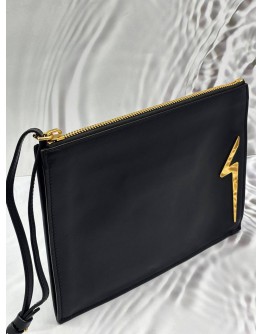 GIUSEPPE ZANOTTI ERNEST POUCH IN BLACK LEATHER