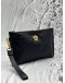 VERSACE LA MEDUSA FLORAL POUCH IN BLACK EMBOSSED LEATHER