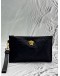 VERSACE LA MEDUSA FLORAL POUCH IN BLACK EMBOSSED LEATHER