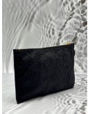 VERSACE LA MEDUSA FLORAL POUCH IN BLACK EMBOSSED LEATHER