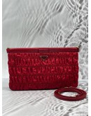 PRADA GAUFRE POUCH AND SHOULDER BAG IN RED TESSUTO WITH LEATHER