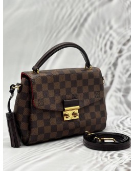 (LIKE NEW) LOUIS VUITTON CROISETTE IN BROWN DAMIER EBENE CANVAS WITH LEATHER